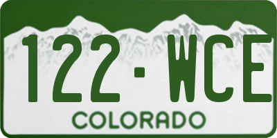 CO license plate 122WCE