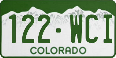 CO license plate 122WCI