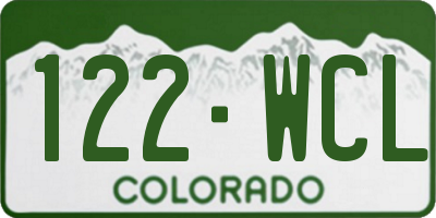 CO license plate 122WCL