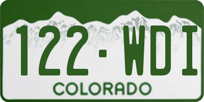 CO license plate 122WDI