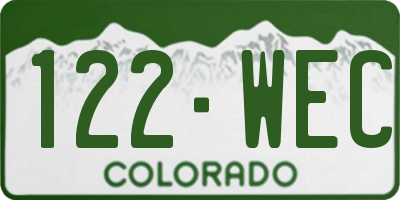 CO license plate 122WEC