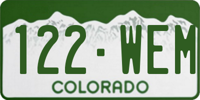 CO license plate 122WEM