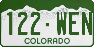 CO license plate 122WEN