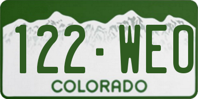 CO license plate 122WEO