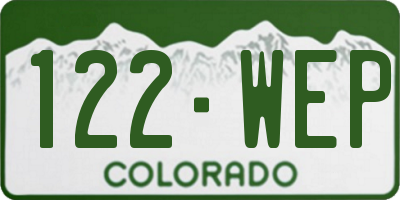 CO license plate 122WEP