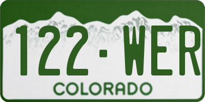 CO license plate 122WER