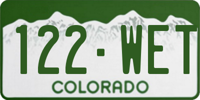 CO license plate 122WET