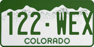 CO license plate 122WEX