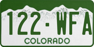 CO license plate 122WFA
