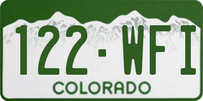 CO license plate 122WFI
