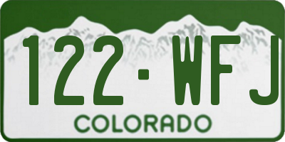 CO license plate 122WFJ