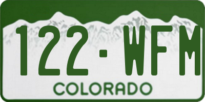CO license plate 122WFM