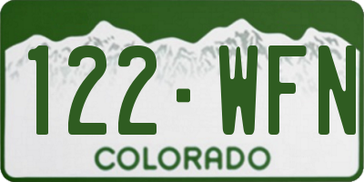 CO license plate 122WFN