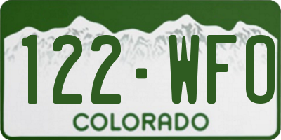 CO license plate 122WFO