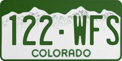 CO license plate 122WFS