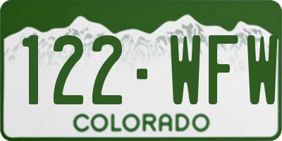 CO license plate 122WFW