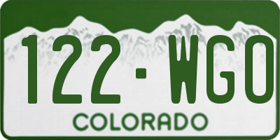 CO license plate 122WGO