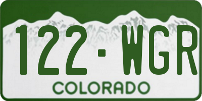 CO license plate 122WGR