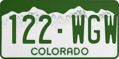CO license plate 122WGW