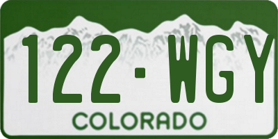 CO license plate 122WGY