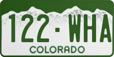 CO license plate 122WHA