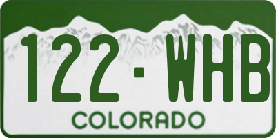 CO license plate 122WHB