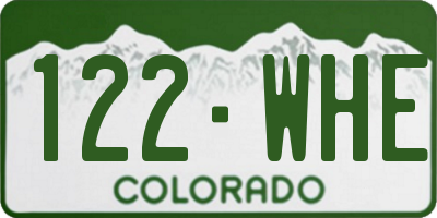 CO license plate 122WHE