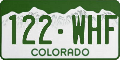 CO license plate 122WHF