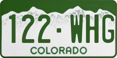 CO license plate 122WHG