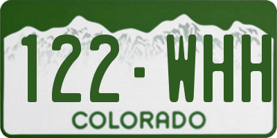 CO license plate 122WHH