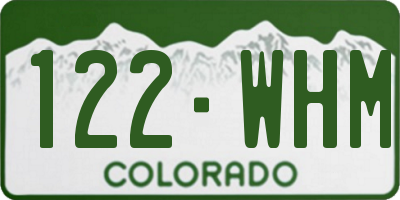 CO license plate 122WHM