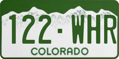 CO license plate 122WHR
