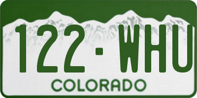 CO license plate 122WHU