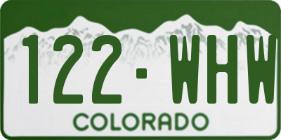 CO license plate 122WHW