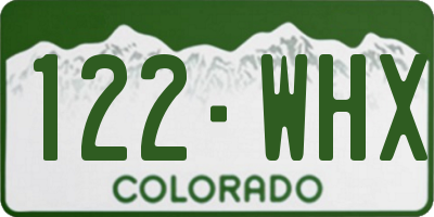 CO license plate 122WHX
