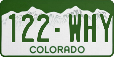 CO license plate 122WHY