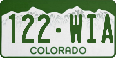 CO license plate 122WIA