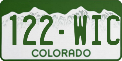 CO license plate 122WIC
