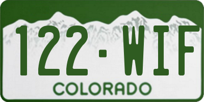 CO license plate 122WIF