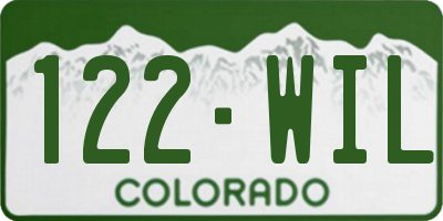 CO license plate 122WIL