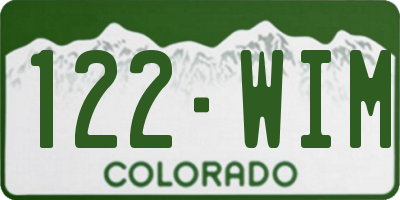 CO license plate 122WIM