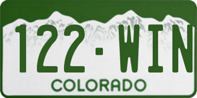 CO license plate 122WIN
