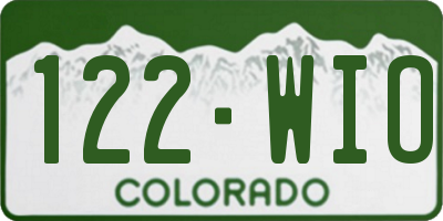 CO license plate 122WIO