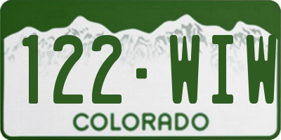 CO license plate 122WIW