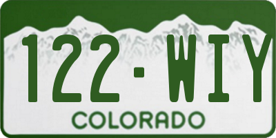 CO license plate 122WIY