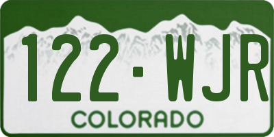 CO license plate 122WJR