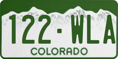 CO license plate 122WLA