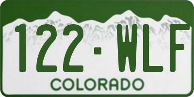CO license plate 122WLF