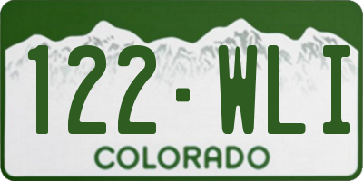 CO license plate 122WLI