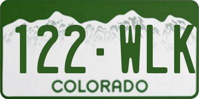 CO license plate 122WLK